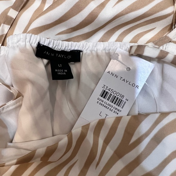 LOFT Tall Zebra Stripe Square Neck Midi Flare Dress Large Tall NWT - Picture 4 of 9